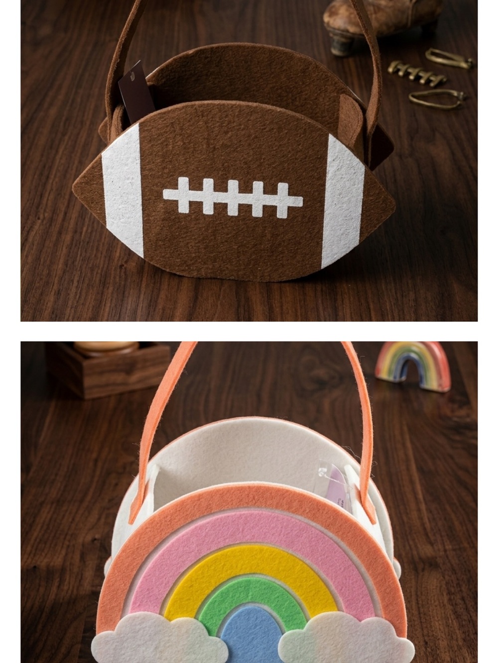 NWT Spritz Target Felt Treat Baskets - Rainbow & Football